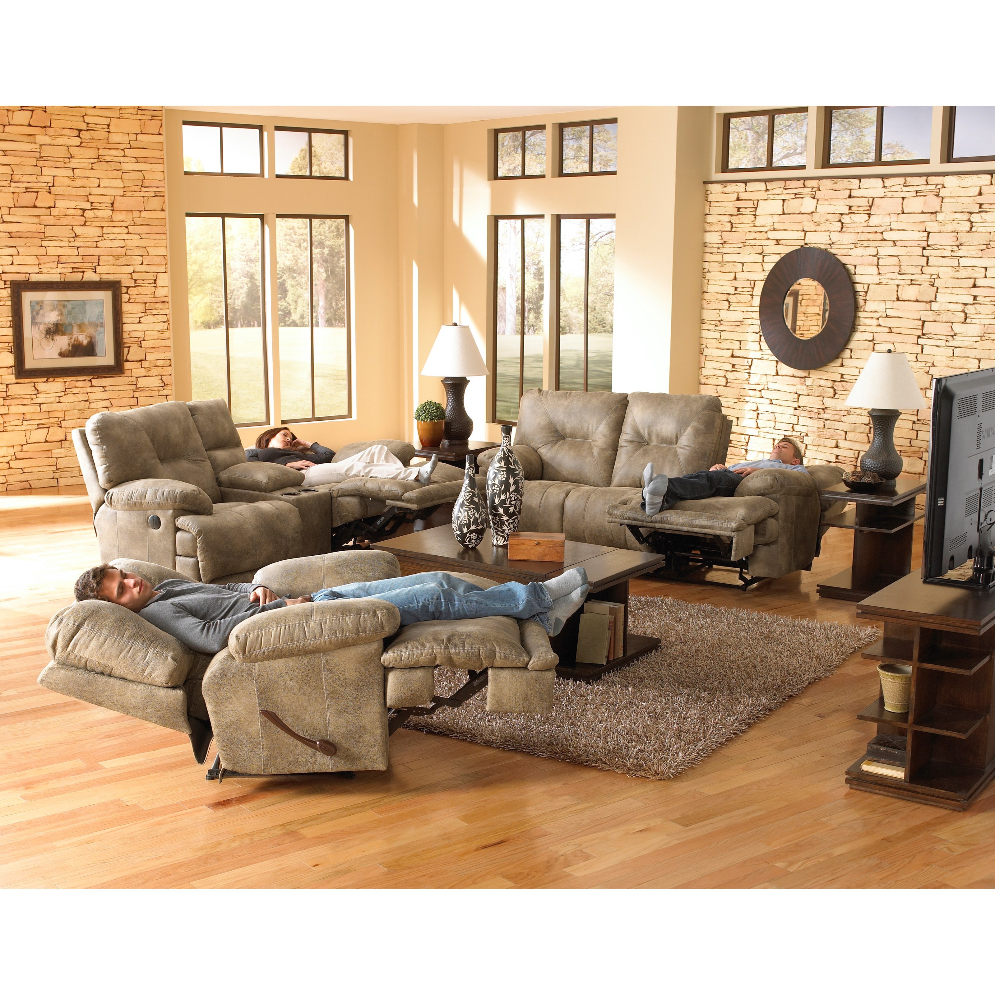 Catnapper 438 Voyager 643845 1228 49 1328 49 Power Lay Flat Reclining Sofa with Fold Down MiddleTable Elgin Furniture Reclining Sofa
